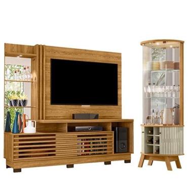 Imagem de Estante Home Theater Frizz Plus Cumaru com Pés com Cristaleira Marina 