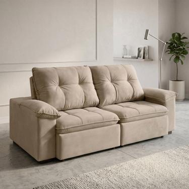 Imagem de Sofá Retrátil e Reclinável 2 Lugares 230cm San Miguel Espresso Móveis Veludo Nude