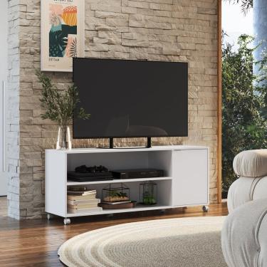 Imagem de Rack para Tv 55 Polegadas 135cmx56cm 1 Porta Branco