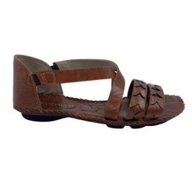 Imagem de Sandália Rasteira Andacco Couro Calce Fácil Marrom 12380 - Caramelo 36-Feminino