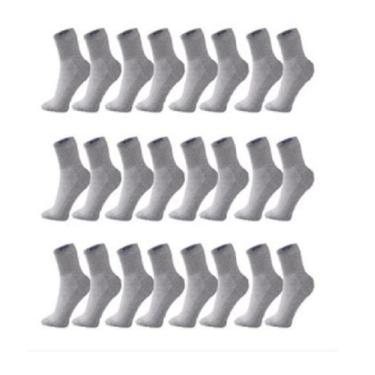 Imagem de Kit com 12 Pares de Meias Cano Alto Longo Sport em Algodão, Cinza c/ L