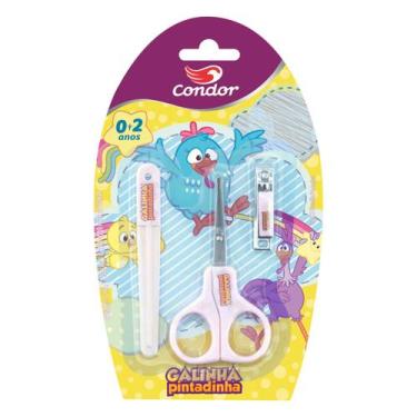 Imagem de Kit Lixa Tesoura Cortador Infantil Galinha Pintadinha Condor - Mundo C