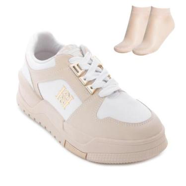 Imagem de Tênis Casual Ramarim BB e Meia RM26-26841, 38, Bege, Branco