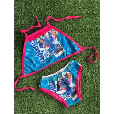 Imagem de Biquini Menina Infantil Temático 2 Peças Stitch Borda Vermelho - aurea