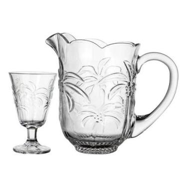Imagem de Conjunto Jarra E Taças Coqueiro Palm Decoração Elegante Lar - Adely Cr