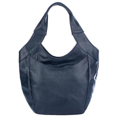 Imagem de Bolsa saco grande de couro Cíntia azul Feminino - Andrea Vinci, Azul