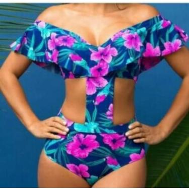 Imagem de Maiô sem alça florido azul com rosa - tamanho g - Sexy Brasil Confeçõe