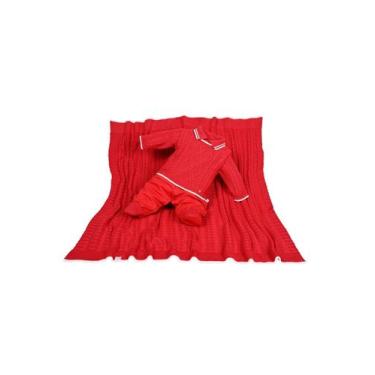 Imagem de Manta e Macacão Tricot Bebê Beth Bebê Vermelho Conforto e Estilo, Verm