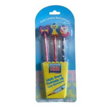 Imagem de Lápis Preto Fantasia HB com Borracha na Ponta de Bichinhos Kit:Borbole