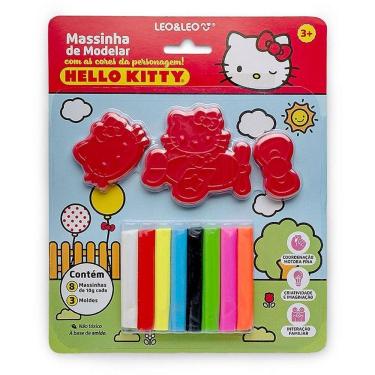 Imagem de Kit Massa de Modelar Hello Kitty com 8 Cores e 3 Moldes Temáticos Atóxica Leonora