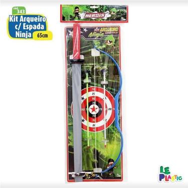 Imagem de Kit Arqueiro com Espada 65CM Arco e Flechas Brinquedo Infantil Ninja Le Plastic