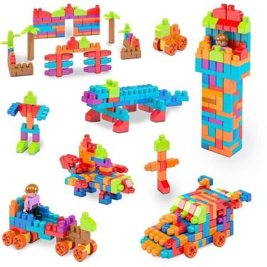 Imagem de Brinquedo Educativo de Montar Blocolândia Click 370 Peças com Encaixe Tipo Click Dismat Brinquedos