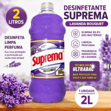 Imagem de Desinfetante Suprema Antibac Lavanda 2L Elimina 99,9 das Bactérias Uso