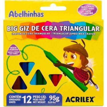 Imagem de Giz de Cera Gizão 12 Cores BIG Triangular - Pacote com 12 - Acrilex