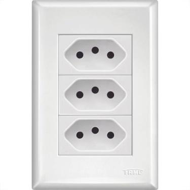 Imagem de Conjunto Fame Evidence 4X2 Branco Com Placa (3Tomada 20A)