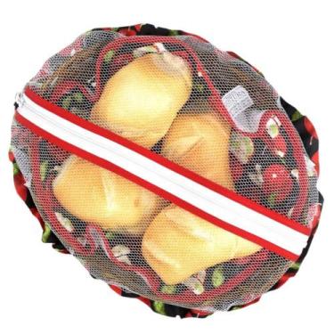 Imagem de Cesto Porta Pão Cesta Filó Bambu Cobre Alimento Cestinha Café da Manhã