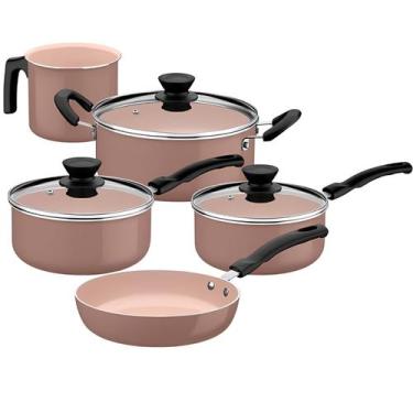 Imagem de Panela Aluminio Tramontina Cerâmico Evora Capuccino 5 Peças