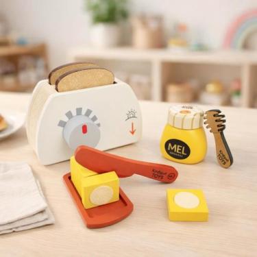 Imagem de Kit Torradeira Brinquedo Comidinha Cozinha Infantil Madeira - Newart