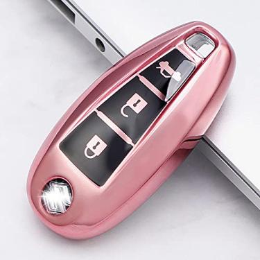 Imagem de WSWJDW 3 botões TPU macio capa para chave de carro capa chaveiro anel chave bolsa, adequado para Suzuki Vitara Swift Ignis Kizashi SX4 Baleno Ertiga 2016 2017 2018 2019, rosa