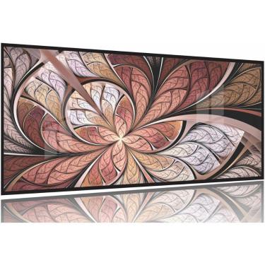 Imagem de Quadro Decorativo Abstrato Vitral Rosê 130x60 Moldura Preta 2x2