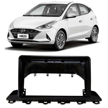 Imagem de Moldura De Painel 2 Din 9" Polegadas Hyundai HB20 2020 2021 2022 Black Piano
