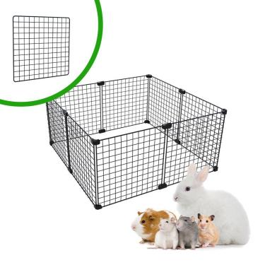 Imagem de Cercado para Porquinho da Índia Hamster Twister Chinchila Gerbil 60x60cm Malha 2,5cm Preto