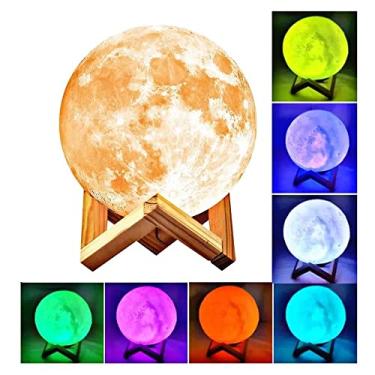 Imagem de Majesticclube Luminária Decorativa Lua Cheia 3D 14cm Multicolorida com Controle Remoto