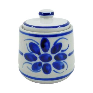 Imagem de Açucareiro 350 G Floral Em Porcelana Azul E Branca Monte Sião - Porcel