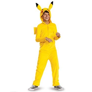 Imagem de Disguise Fantasia de Pikachu para crianças, macacão com capuz oficial adaptável Pokemon Pikachu, tamanho infantil pequeno (4-6)