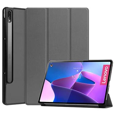Imagem de For Lenovo Tab P12 Pro 12.6 Three-folding Holder Custer Texture Leather Tablet Case