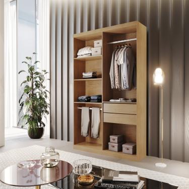 Imagem de Closet Solteiro Hera 2 Gavetas 4 Prateleiras MDF Rufato - Imbuia