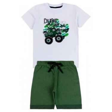 Imagem de Conjunto Infantil Masculino Dude Branco Com Verde - Joinha Kids Store