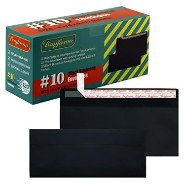 Imagem de Bonfasvo Pacote com 120 envelopes de segurança pretos nº 10, 11,8 x 23,8 cm, envelopes invisíveis sem janela, envelopes superfortes, com vedação rápida, padrão de segurança