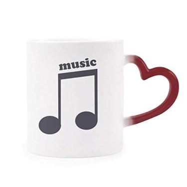 Imagem de Caneca roxa escura com notas musicais preta sensível ao calor vermelha muda de cor