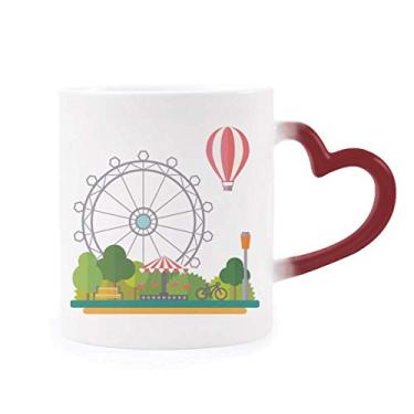 Imagem de Caneca com balão gigante para parque de diversões sensível ao calor Caneca vermelha que muda de cor
