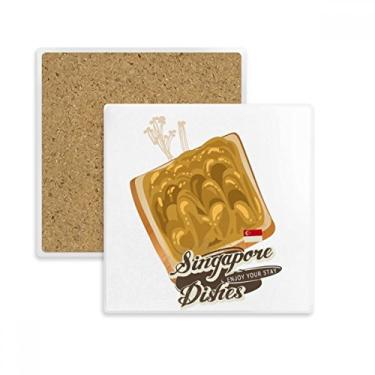 Imagem de Porta-copos tradicional de Singapura Kaya Toast Square Porta-copos de pedra isolante