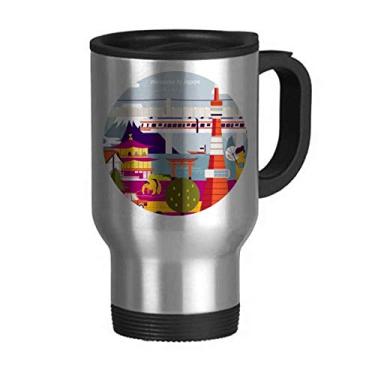 Imagem de Caneca de viagem japonesa famosa local com tampa flip em aço inoxidável, Copos e Garrafas para Viagem, Copo Térmico