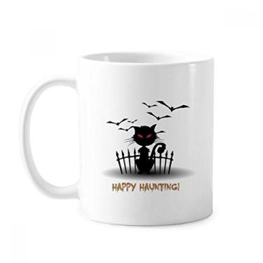 Imagem de Caneca Catoon de Gato de Cerâmica de Porcelana de Café da Noite de Dia das Bruxas
