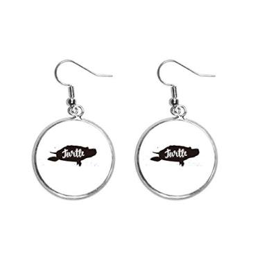 Imagem de Brinco de tartaruga preto e branco com orelhas de animal pendentes prata joia feminina