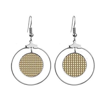 Imagem de Tecido de malha de linho marrom Art Deco brincos fashion pendurados argola joia círculo gota