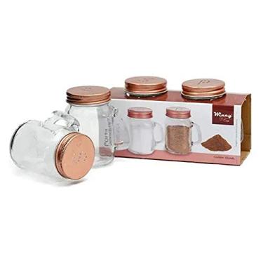 Imagem de Porta Condimentos Vidro Wincy 2 peças Com Alça Rose 120ml