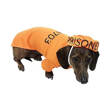 Imagem de Fantasia de cachorro Midlee Orange Prisoner Halloween (Grande)