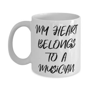 Imagem de Caneca fofa de 325 ml, My Heart Belongs To a Musician, presentes brilhantes para colegas de trabalho,