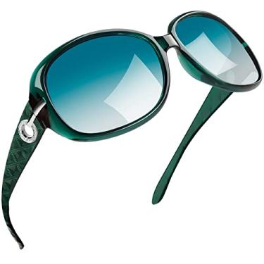 Imagem de Óculos de Sol Feminino, Joopin Óculos de Sol Polarizado Proteção UV, Óculos Escuros para Mulheres, Óculos Escuros Borboleta, Óculos de Sol Brilhantes de Rhinestone (Gradiente Verde/Verde Transparente)