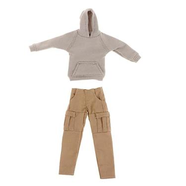 Imagem de UGPLM 1:12 Scale Men Outerwear Masculino Figure Coat Costume Fashion Elegante Moletom com Capuz e Calças para Figuras de de 6''