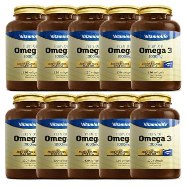 Imagem de Kit 10 Omega 3 1000mg - 120 Cápsulas - VitaminLife-Unissex