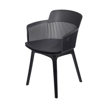 Imagem de Cadeira Mena Marcela Polipropileno Preto Assento Estofado Em Pu Base Fixa