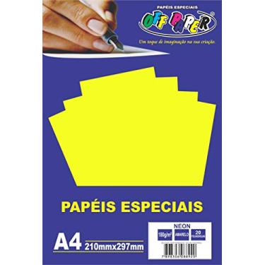 Imagem de Papel A4 Neon Amarelo 180g. , Caixa com 20 Unidade, s, Off Paper, Multicor, 10422