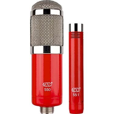 Imagem de MXL Conjunto de microfone 550/551R com diafragma grande 550 e microfone de instrumento 551R - vermelho