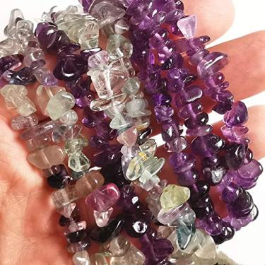 Imagem de 5-10mm Natural Fluorite+Amethyst Tumbled Irregular Tumbled Chip Beads for Jewelry Making, Healing Crystal Drilled Loose Bead Strand DIY Craft Supplies(2 Strands)